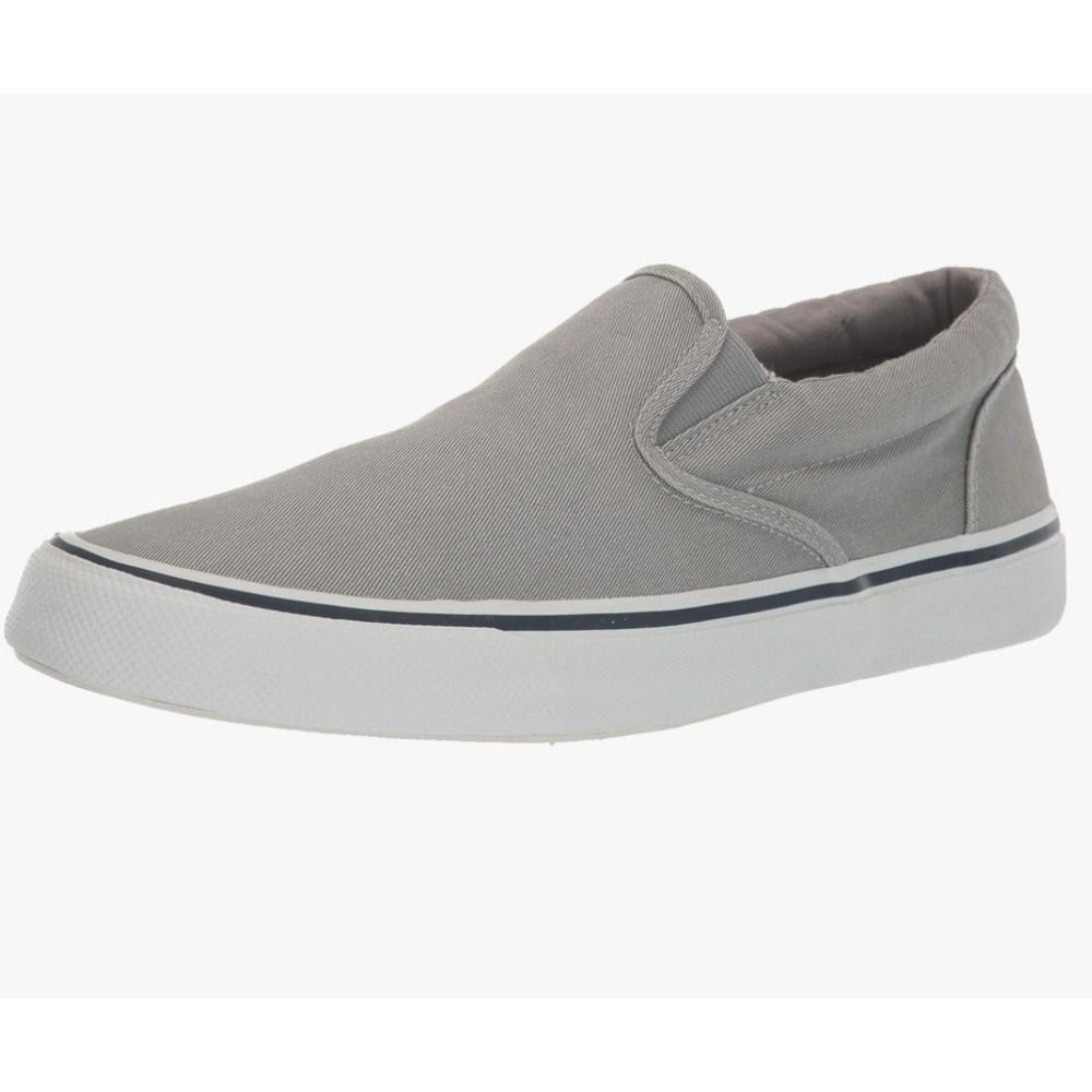 Sperry Striper II Slip-On Sneakers Gray Canvas Mens Size 6 Comfort Casual Shoes